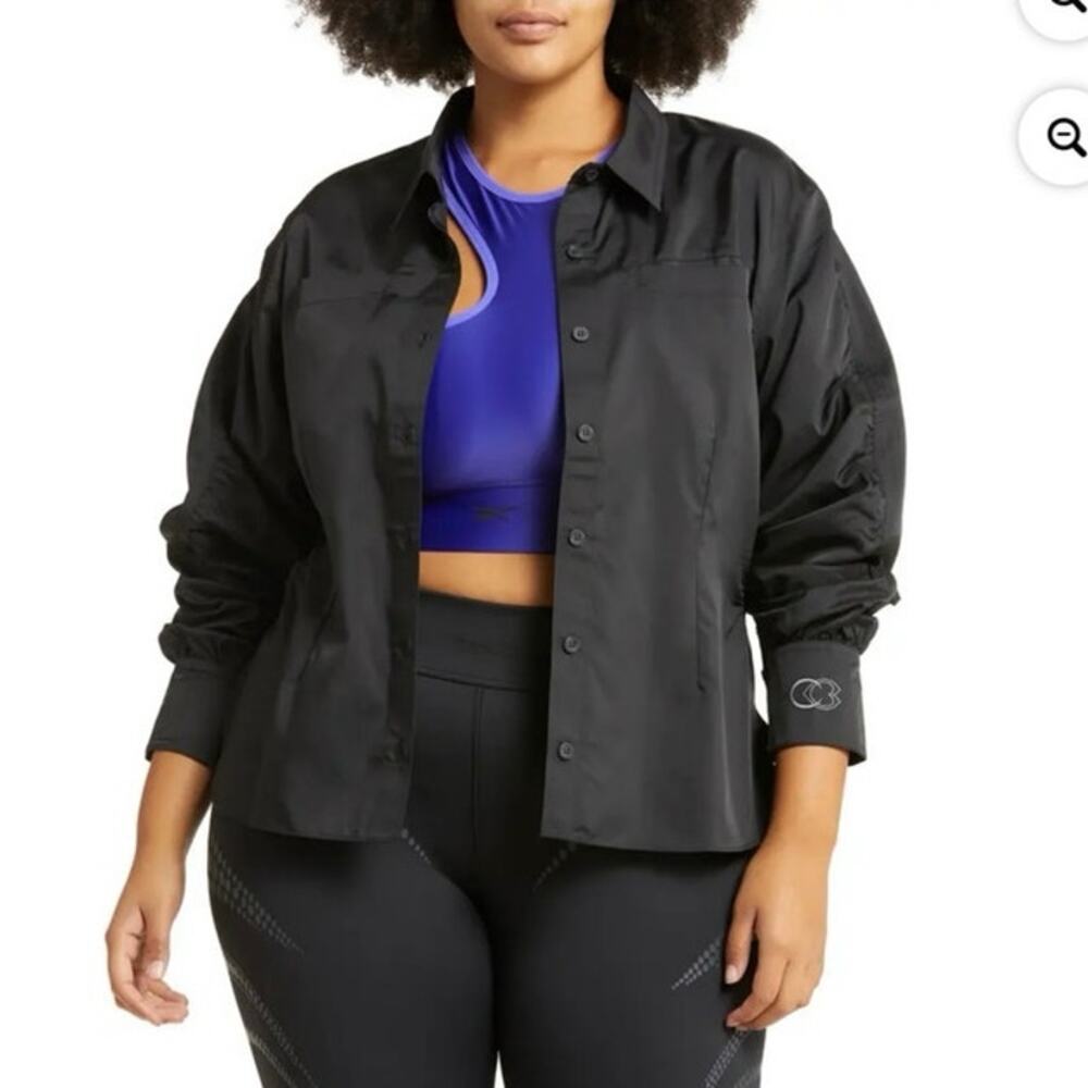 Reebok x Cardi B Black Long Ruched Sleeve Side Cutout Active Shirt NEW Size 3X